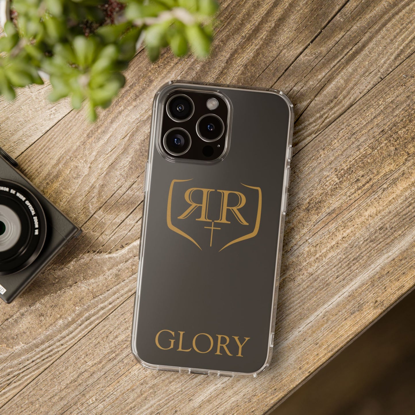 Transparent "GLORY" Gold Phone Case