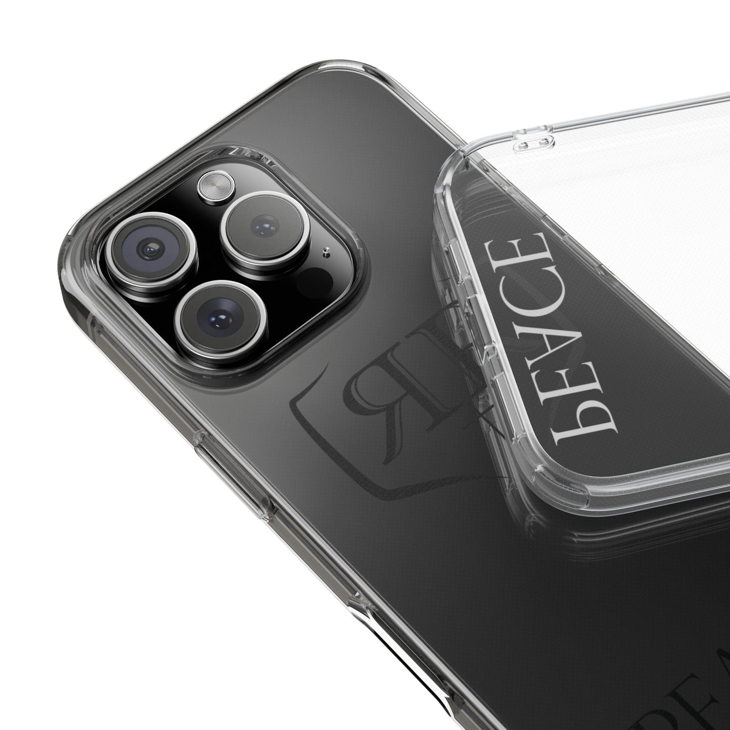 Transparent "PEACE" Black Phone Case